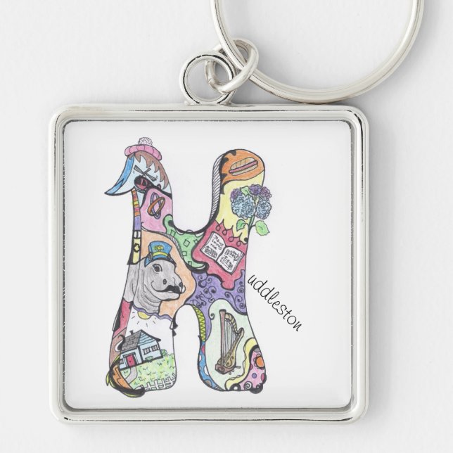 Chaveiro grande corrente chave quadrada:  Uddleston de "H " (Frente)