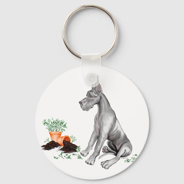 Chaveiro Grande Dane Naughn Preto (Frente)