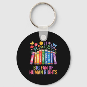 Chaveiro Grande fã de direitos humanos floral vintage arco-
