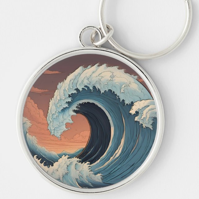 Chaveiro Grande onda de tsunami (Frente)