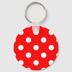 Chaveiro Grandes bolinhas - branco no vermelho