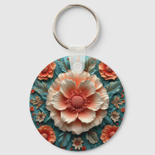 Chaveiro Grandes Flores de Coral