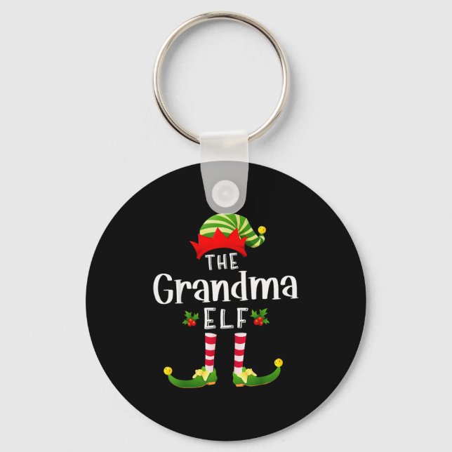 Chaveiro Grandma Christmas Elf Matching Pajama X-mas Party  (Frente)