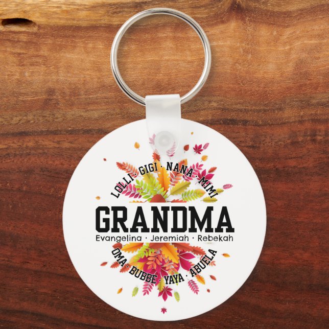 Chaveiro GRANDMA Personalizada Nana Mimi Gigi Floral (Frente)