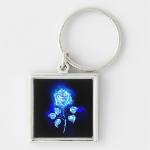 Chaveiro Gravação de Rosa Azul