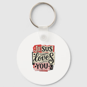 Chaveiro Grave Vintage Jesus Te Ama Tipografia Cristã