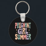 Chaveiro Gravidez Revelação de Chá de fraldas de Verão para<br><div class="desc">Gravidez Revelação de Chá de fraldas de Verão para Garota Grávida</div>
