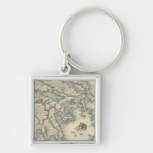 Chaveiro Grécia com mapas indefinidos de Corfu e Stampalia