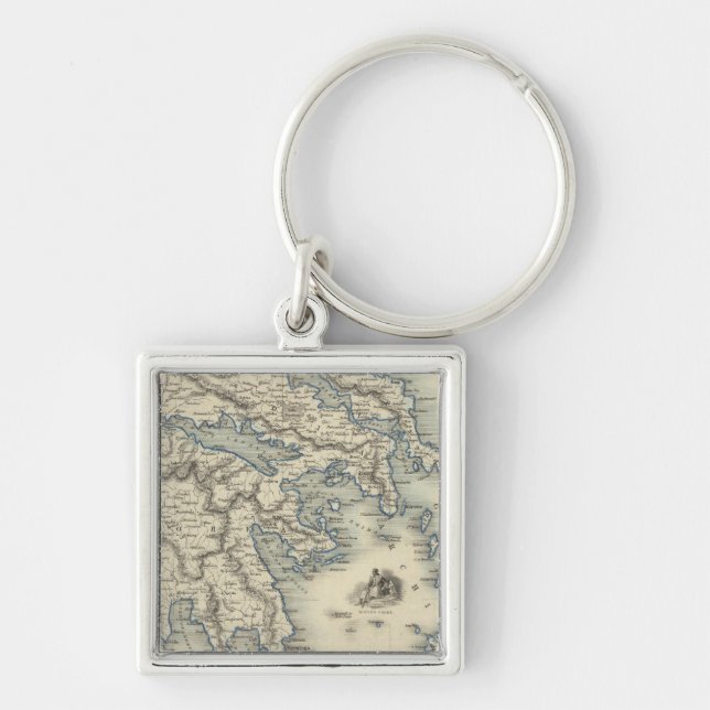 Chaveiro Grécia com mapas indefinidos de Corfu e Stampalia (Frente)