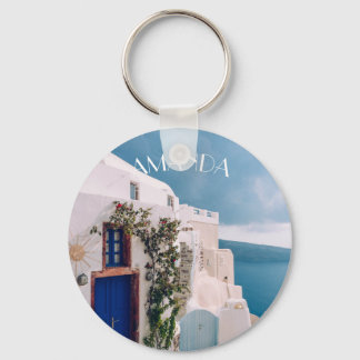 Chaveiro Grécia Santorini - porta azul na grécia santorini