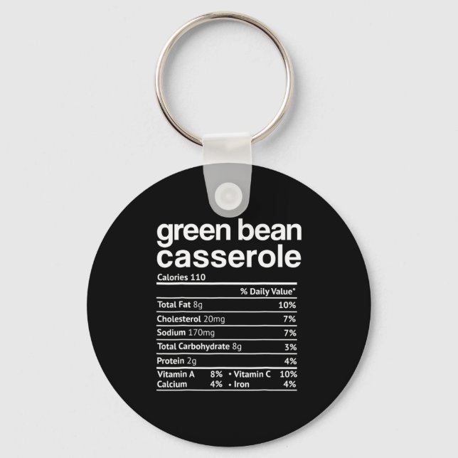 Chaveiro Green Bean Cerole Nutrition Facts Funny Thanksg  (Frente)