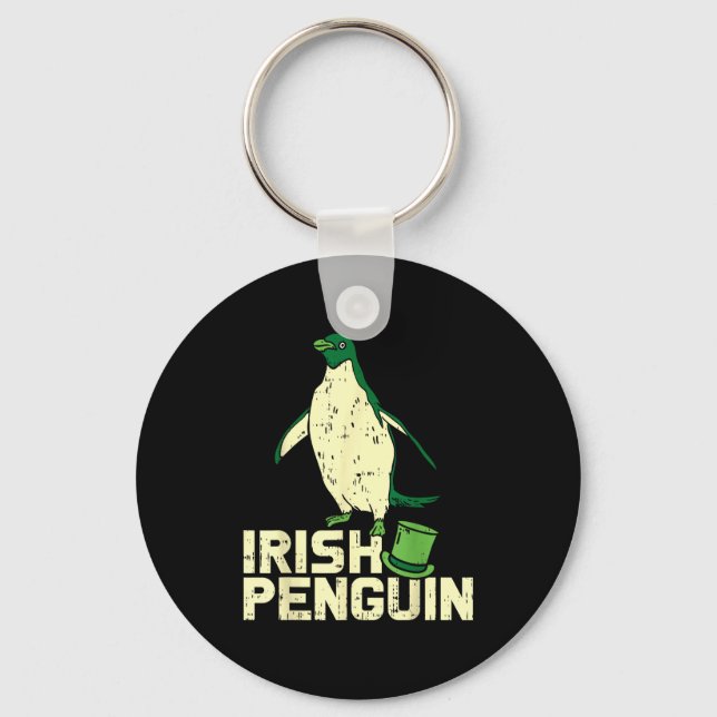 Chaveiro Green Irish Penguin Cute St Patricks Day Animal Lo (Frente)