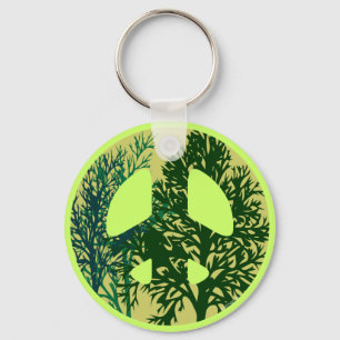 Chaveiro Green Trees Peace Sign Keychain