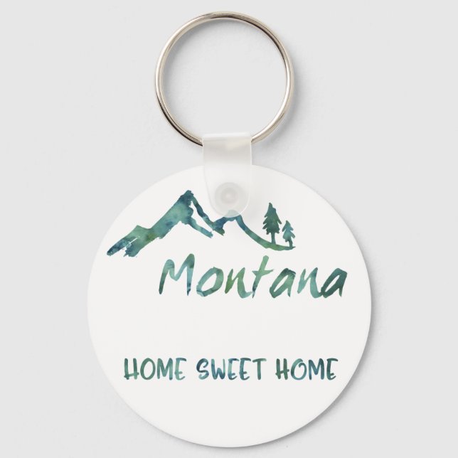 Chaveiro Green Watercolor Home Sweet Home Home Montana Key  (Frente)