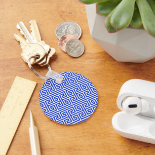 Chaveiro Grego Meander Key Square H Patterno Blue