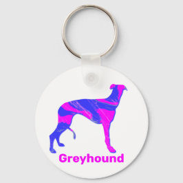Chaveiro Greyhound / Cachorro Silhueta Quente Rosa & Azul