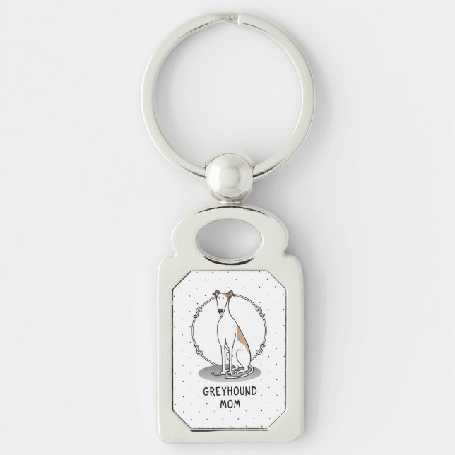 Chaveiro Greyhound Mãe (branco) Cachorro Bonito Mãe (Frente)