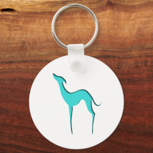 Chaveiro Greyhound Whippet dog turquoise blue silhouette