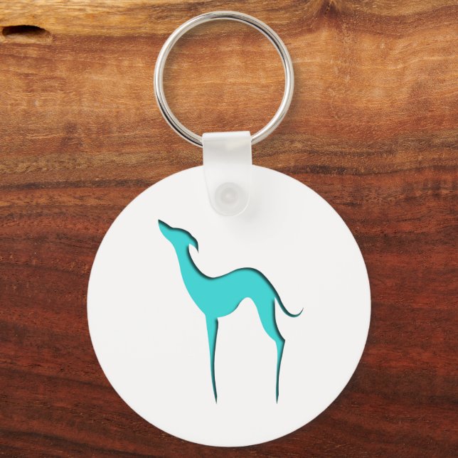 Chaveiro Greyhound Whippet dog turquoise blue silhoule (Frente)