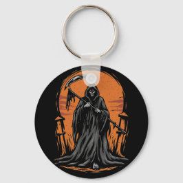 Chaveiro Grim Reaper Cartoon in Sunset Graveyard