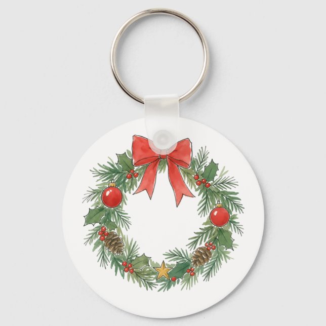 Chaveiro Grinalda Clássica de Natal com Laço para Amantes d (Frente)