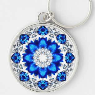 Chaveiro Grinalda Elegante Adornada Com Flores Azuis