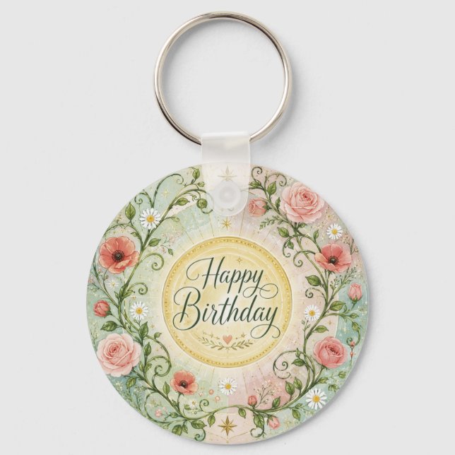Chaveiro Grinalda Floral Celestial Vintage Rosas (Frente)