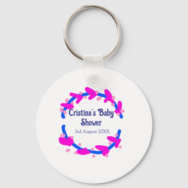 Chaveiro Grinalda floral chá de bebê roxo azul boho adicion (Frente)