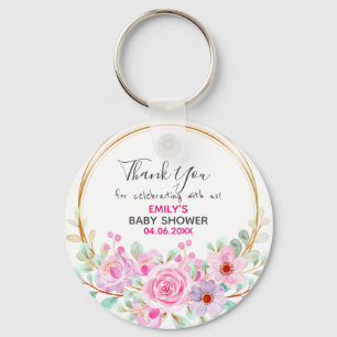 Chaveiro Grinalda Floral Rosa Bonita Obrigada Chã de Bebê