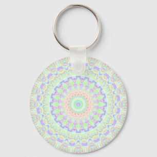 Chaveiro Groovy Boho Hippie - Arco-Íris Mandala
