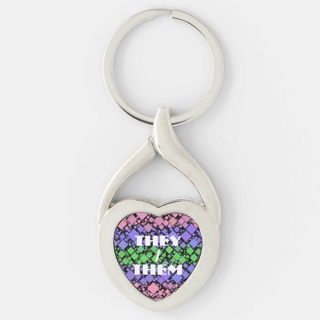 Chaveiro Groovy Boho Retro Mod Geométrico Orgulho Trigênero (Frente)