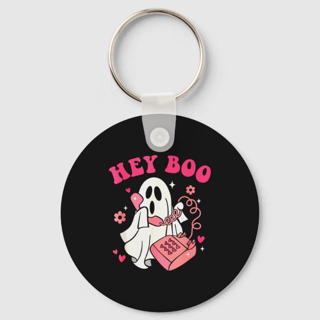 Chaveiro Groovy Ei Boo Fantasma Bonito Divertido Halloween  (Frente)