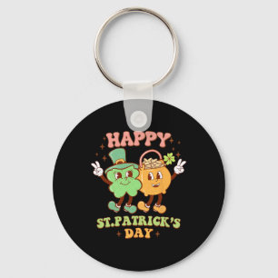 Chaveiro Groovy Feliz Dia de São Patrício Trevo de Três Fol