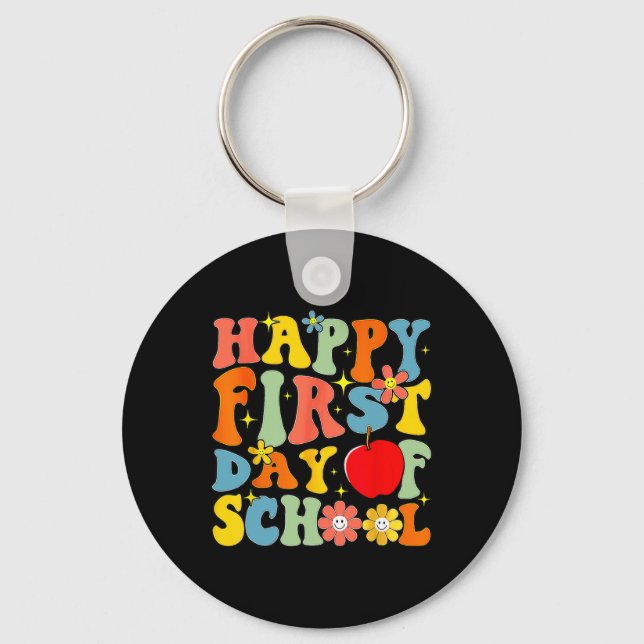 Chaveiro Groovy Feliz Primeiro Dia De Aula Volta às Aulas T (Frente)
