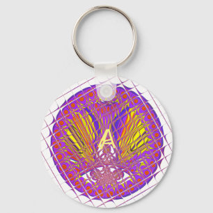 Chaveiro Groovy Floral Patterno: Letra A