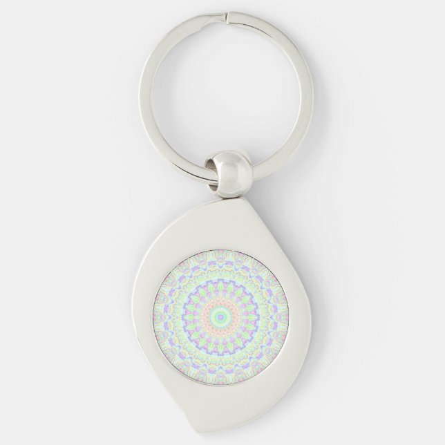 Chaveiro Groovy Funky Boho Hippie Arco-íris Abstrato Mandal (Frente)