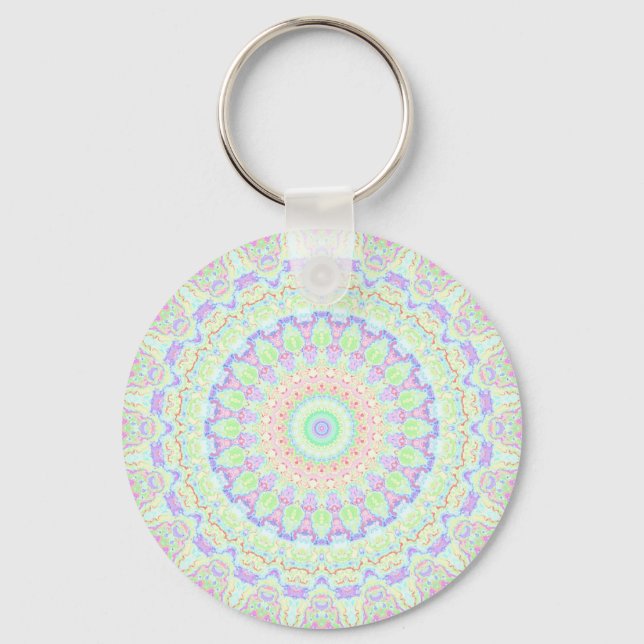 Chaveiro Groovy Funky Boho Hippie Arco-íris Mandala Abstrat (Frente)