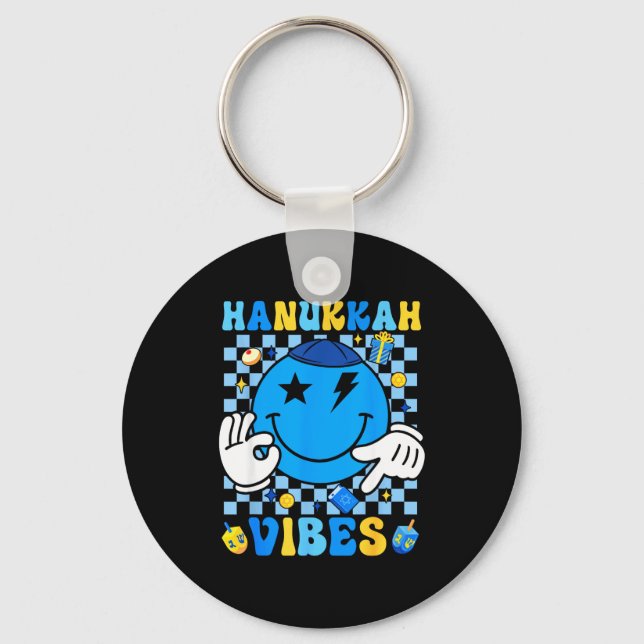 Chaveiro Groovy Hanukkah Vibes Chanukah Pajama Happy Hanukk (Frente)