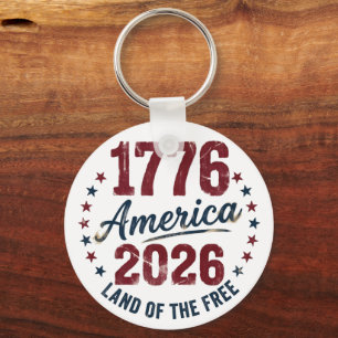 Chaveiro Grunge América 1776 - 2026 Terra da Liberdade