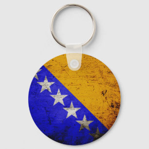 Chaveiro Grunge preto Bósnia e bandeira de Herzegovina
