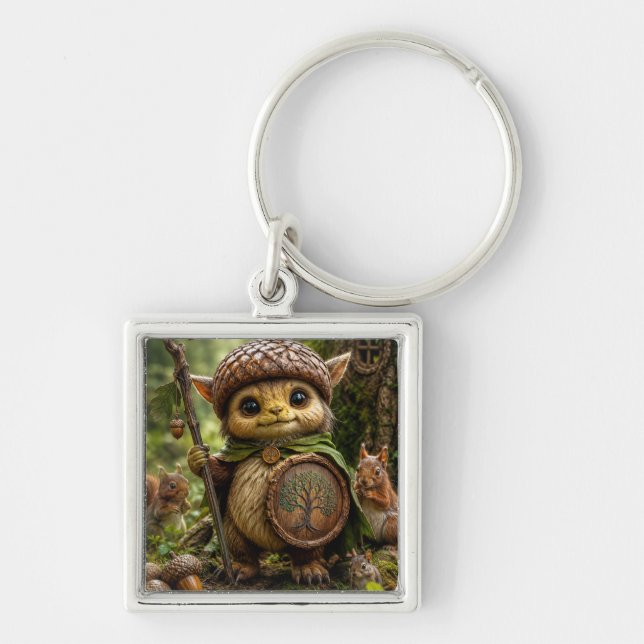 Chaveiro Guardião da Bolota Floresta Monstro Fofo (Frente)