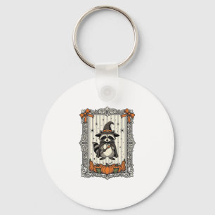 Chaveiro Guaxinim de Halloween Bruxa Abóbora Vintage Fofo_1