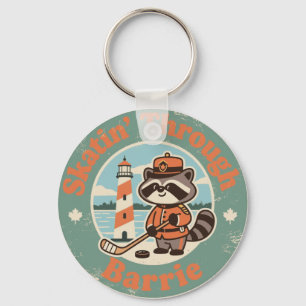 Chaveiro Guaxinim de Patinação Vintage Barrie Ontario