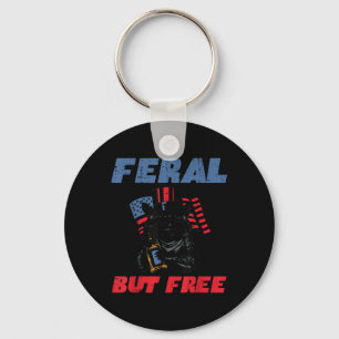 Chaveiro Guaxinim do Dia 4 de Julho Feral Mas Livre Patriot