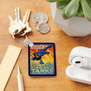 Chaveiro Guerra Militar Vintage Recrutando com um Gato Selv