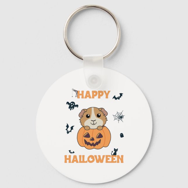 Chaveiro Guiné Pumpkin Doce Animais Feliz Dia das Bruxas (Frente)