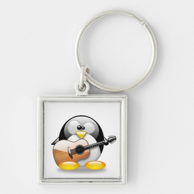 Chaveiro Guitarra acústica Tux (Linux Tux) (Frente)
