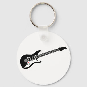 Chaveiro Guitarra elétrica preto e branco
