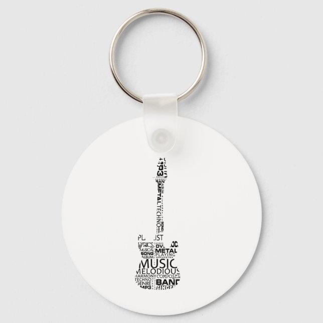 Chaveiro guitarra preencher imagem de música negra (Frente)