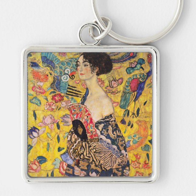 Chaveiro Gustav Klimt - Dama com Leque (Frente)